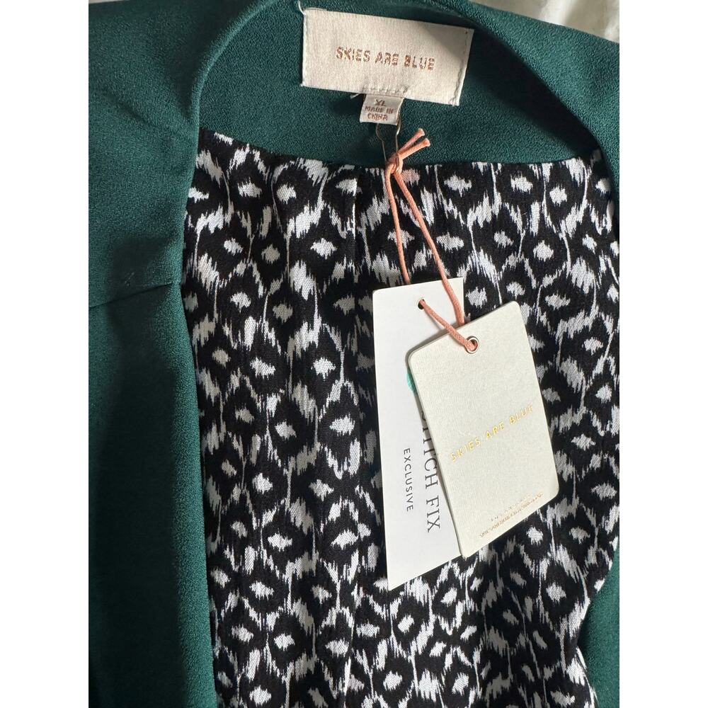 Skies Are Blue Blazer with Relaxed Fit and Forest green Animal Print Lining xl - Picture 5 of 5